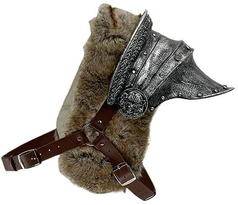 LOOYAR Geschmiedete Schaumstoff-Wikinger-Muter-Schulterpanzer – PU-Schaum, Wikinger-Larp-Kostüm-Requisite für Halloween, historische Nachstellungen und Geschenke, Silber, silber, Medium