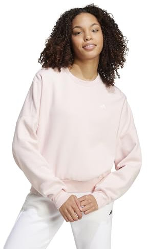 adidas Damen Essentials SMALL Logo Feel Cozy Sweatshirt, Sandy pink/White, M