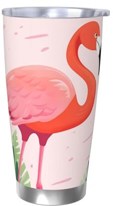 590 ml Becher Edelstahl vakuumisoliert Wasser Kaffee Tumbler Tasse Flamingo Gedruckt Doppelwand Reisebecher mit Deckel Langlebig Isolierte Kaffeetasse