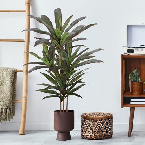 FLOWORLD Dracaena Artificial Plant 4ft Red Yucca Silk Tree Faux Plants Indoor Tall Fake House Floor Plants Realistic Artificial Trees for Home Office Decor Indoor Outdoor Housewarming Gift, rdat0103