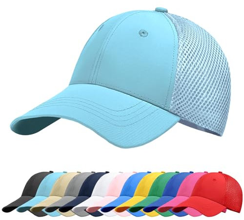 Baynetin Baseball Kappe Unisex Klassisch Verstellbar Atmungsaktive Sportlicher Sonnenschutz Basecap Atmungsaktive Masche Freizeit UV Baseballmütze (Hellblau)