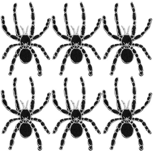 Luxylei Spider Embroidered Patch 6pcs Animal Iron on Sew on Applique Decorative Repair Patch for Clothes Backpacks Caps