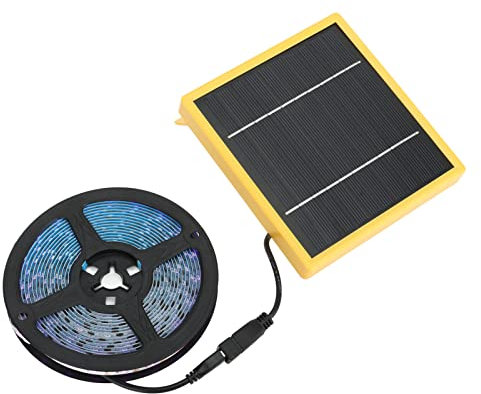 Gugxiom 5M Solar Plant Grow Light - Waterproof Monocrystalline Full Spectrum Greenhouse Light Strip with Solar Panel for Indoor Seeding