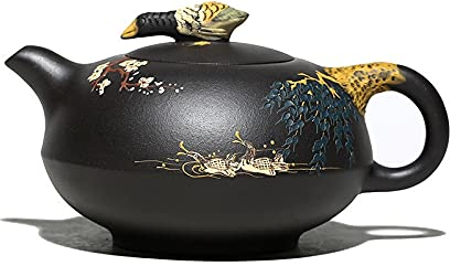 QINUSHAN Lila Ton-Teekanne, großes Fassungsvermögen, 360 ml, schwarze Schlamm-Teekanne, lila Ton-Filter-Teekanne, Tie Guanyin Beauties Wasserkocher