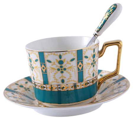 CIYODO Juego De Taza Y Platillo Con Cuchara De Porcelana De Para Uso En La Oficina Y Fiestas