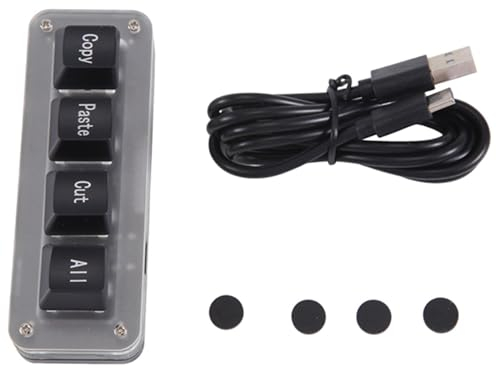 Fluaonb Mini 4 Seleziona Copia Incolla Taglia Tutto Macro Pad di Scelta Rapida Tastiera con Una Sola Mano Tastiera Meccanica da Gioco RGB Tasto OSU Durevole