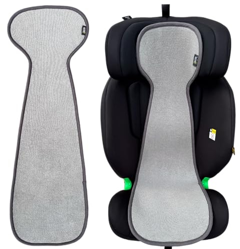 HECKBO Kinder Sitzauflage Sommer Antischwitz für Kinderwagen - Gruppe 2/3 - Autositz für Kinder Matte - universal - Mädchen Jungen - grau