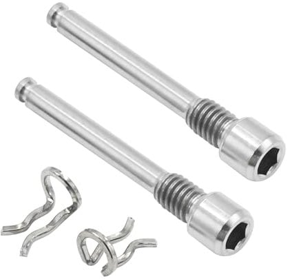 Hoypeyfiy 2 Sets Bike Brake Caliper Bolts Screw Kit, M4 x 26mm Bicycle Disc Brake Pads Fixing Screw with Circlips Threaded Pins Replacement for Shimano Disc Brakes Lightweight Titanium Alloy
