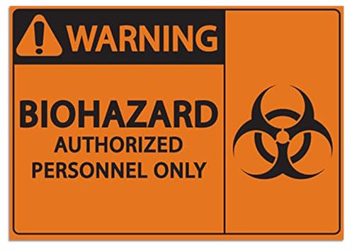 CDXhome Warnschild für Biogefährdungen, 2 Stück Warning - Biohazard Authorized Personnel Only, Sicherheitsaufkleber, Schwarz auf Orange, 2 Stück, Sicherheitsschild, 17,8 x 12,7 cm