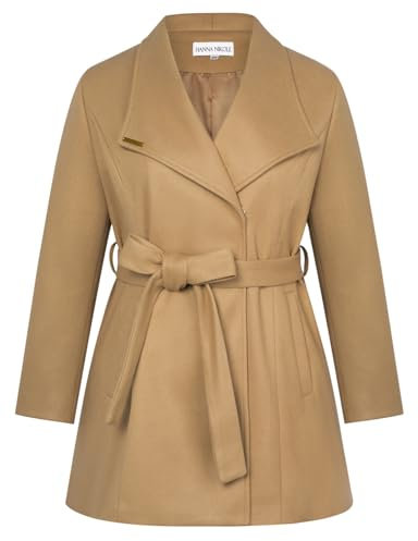 Hanna Nikole Manteau trench pour femme avec ceinture - Manteau coupe-vent élégant et chaud - Kaki - 46, kaki, 46 grande taille
