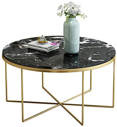 MPFYRCOJ Moderne Sofatische aus gehärtetem Glas für kleine Räume, Säulentische mit goldfarbenem Metallrahmen, Ø60cm/80cmx45cm