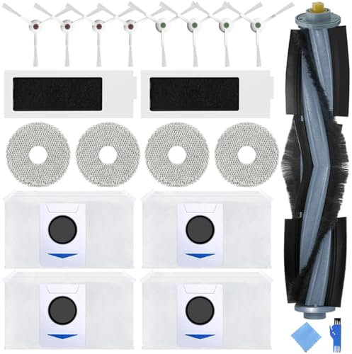 EATBALE Accessory Set for ECOVACS DEEBOT T20 Omni / T20e Omni Robot Vacuum Cleaners 1 Main Roller Brush, 4 Mop Cloths, 2 Filters, 4 Dust Bags, 8 Side Edge Brushes Replacement Parts Spare Kit