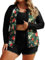 Hanna Nikole Swimming Costume Women Plus Size 3 Pieces Long Sleeve Rash Guard Sets Ladies Rash Vest & Lined High Waist Swim Shorts Modest Swimwear Zip Surf Suit Bathing Suit