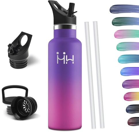 HoneyHolly Gourde Isotherme - 750ml Bouteille Isotherme avec Isolation par Double Paroi Gourde, Gourde INOX Isotherme Anti Fuite Reutilisable sans BPA pour Sport, Gym, Randonnée