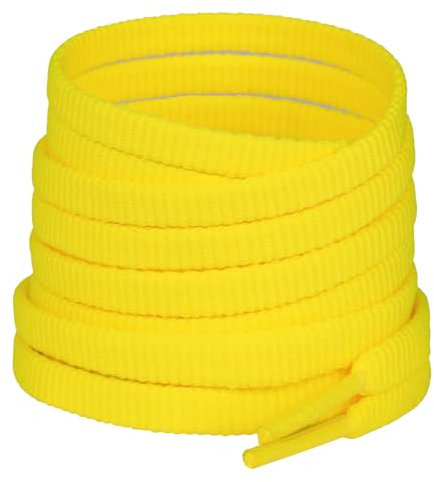 Olukssck 2 Pares Cordones de Zapatillas de Deporte, Ancho 6mm - Cordones Planos para Zapatillas para Niños y Adultos, Amarillo, 120cm