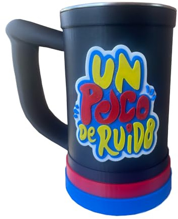 Genérico Chop Jarra de cerveza Un Poco de Ruido incluye mini llavero, taza, vaso de gran capacidad multifuncional 450ml, Cumbia Argentina (Negro)