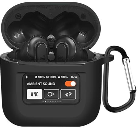 KANOYO Silikon Hülle für JBL Tour PRO 2 Hülle Kopfhörer Case und Schutzhülle Kompatibel Tour PRO 2 Silikon Cover,Stoßfeste Schutzhülle,Kratzfest - Schwarz