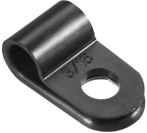 TA-VIGOR 30Pcs Nylon R-Type Cable Clamp Clips, 5mm Plastic Cable Clamp Assortment Kit Fastener, Plastic Wire Clamp Clips for Electrical Cable Wire Conduit Cable Management, Black CC-0.5