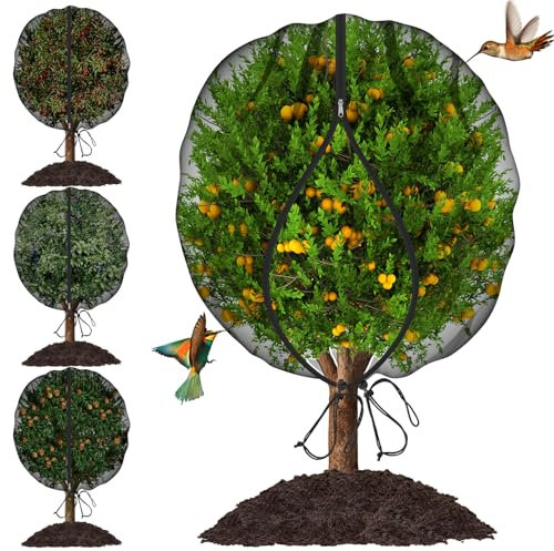 Rete per alberi da frutto, protegge dal sole caldo, 1,2 x 1,5 m, copertura a rete per cespugli di mirtilli, coulisse con cerniera, zanzariera protettiva per piante da giardino, uccelli, cicale