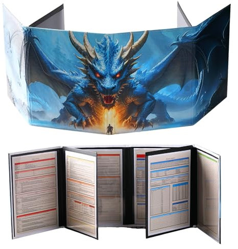 DND DM Screen 8 Panel de Piel sintética de Lujo 2 Bolsillos oscilantes de borrado en húmedo y Hoja de Trucos Dungeon Master Dungeons and Dragons 5e GM Terrain Accessories TTRPG Map Gift para