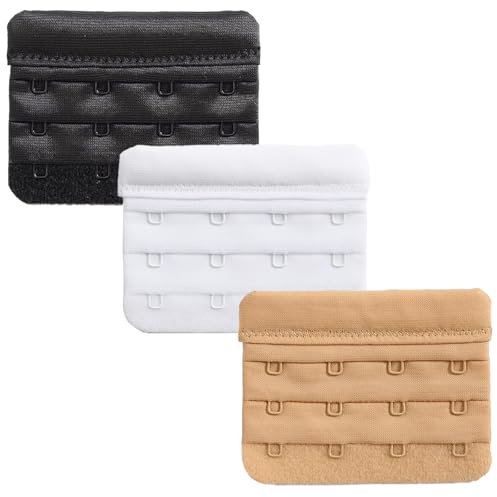Tuxiaobu 4 Hook Bra Extenders for Women Black White Beige
