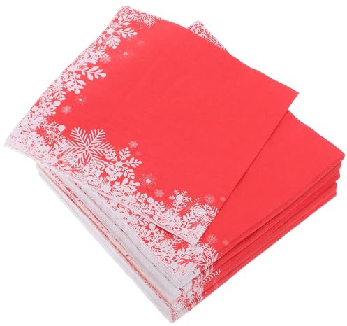 WRITWAA 100stücke Schneeflocken-servietten Rot Weiß Festlich Dekorativ Einwegservietten Papierservietten für Weihnachtsfeiern Winteressen Tischdekoration
