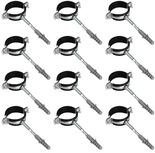 12 x 48-53mm Rubber Lined Pipe Clamps with Bolts for Tube Fixing