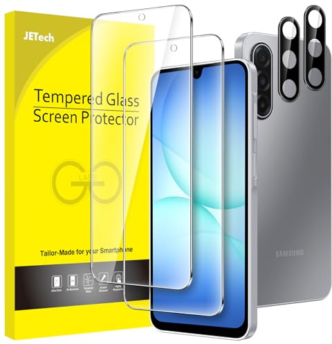 JETech Verre Trempé pour Samsung Galaxy A17, Lot de 2+2 | Avec Protecteur d'Objectif de Caméra, Protection D'écran Transparent HD, Anti-Rayures