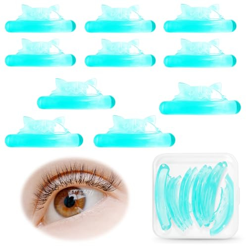10 Pcs Lash Lift Pads 5 Sizes XS/S/M/L/XL Lash Lift Shields Self-Adhesive No Glue Rods Silicon Soft Eyelash Pads Tint Perm Separator Kit Makeup Tools with Storage Box for Shield DIY Use