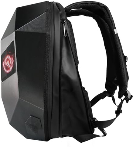 Marhynchus LED-Motorradrucksack mit Leuchtenden Augen und Lautsprecher für Fahrradhelm, Wasserdichter Hartschalen-Rucksack für LOY Eyes APP-Fans