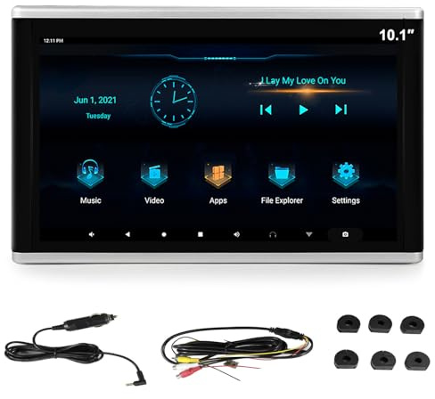 SUNBGRPYE 10,1-Zoll-Kopfstützenmonitor Für Das Auto, 2G+32G, 4K Touchscreen-Videoplayer Für Die Rückbank, Unterstützt Wi-Fi/Bluetooth/HDMI/FM/USB/Miracast Und Airplay