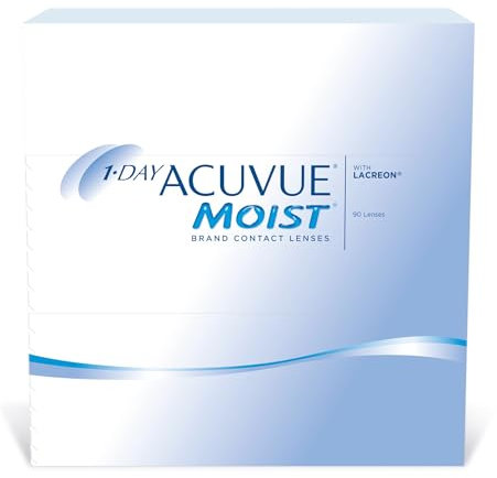 Acuvue 1-DAY Acuvue MOIST con tecnologia LACREON; Lenti a contatto giornaliere; Protezione UV;-10.50 diottrie; BC 8.5; DIA 14.20; 90 lenti