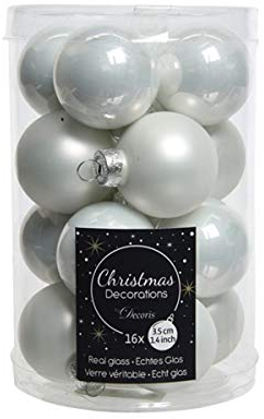 Kaemingk Weihnachtskugeln Mini 3,5cm Glas glanz/matt 16 Stück weiß