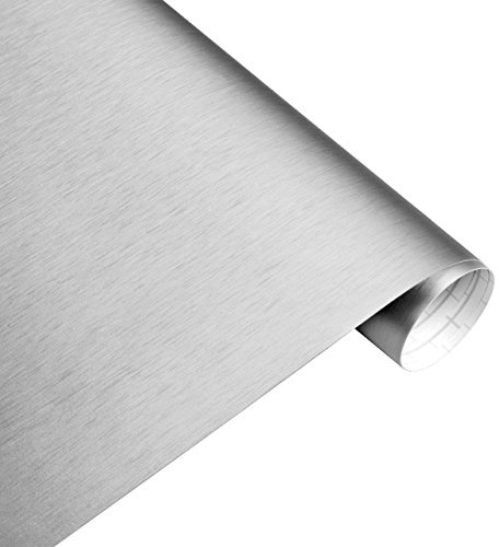 Könighaus (11,18€/m2) Gebürstetes Alu Silber Folie 100 x 152 cm blasenfrei mit Anleitung (Autofolie)
