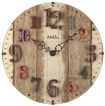 AMS Moderne Wanduhr mit Quartzwerk, batteriebetrieben Old England I- 9423