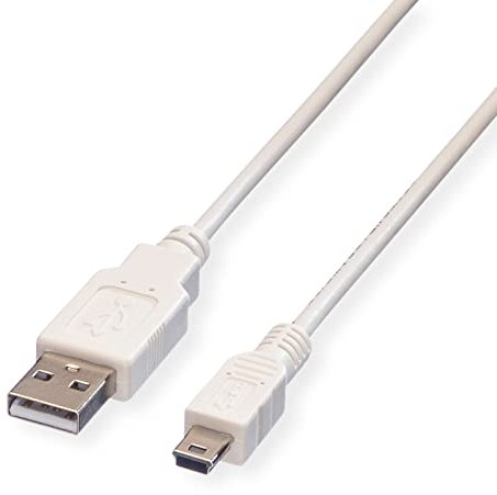 VALUE USB 2.0 Kabel, Typ A - 5-Pin Mini, weiß, 3 m