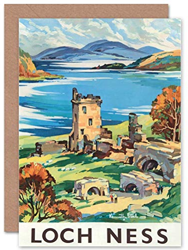 Wee Blue Coo TRAVEL SCOTLAND CASTLE LOCH NESS BRITISH RAILWAYS BLANK GREETINGS CARD