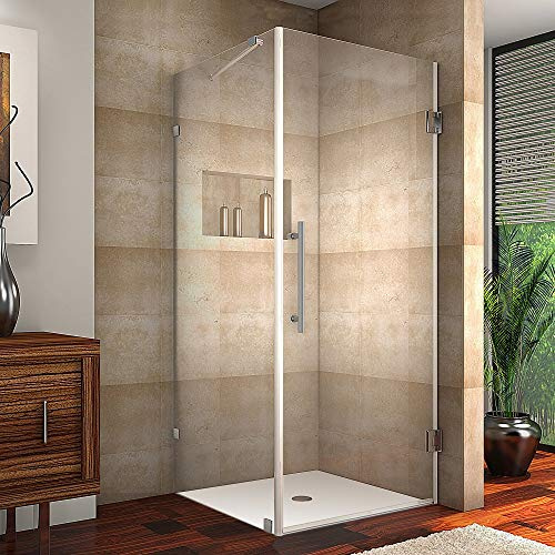 Aston SEN988-SS-34-10 Aquadica Completely Frameless Square Hinged Shower Enclosure, 34 x 34 x 72, Stainless Steel