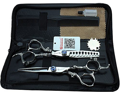 SHARONDS 6 Zoll Professionelle Haarschere Personalisierte Saphir Friseurschere Salon Edelstahlschere Set 40-45% Ausdünnungsrate