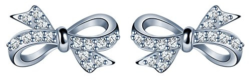 Unendlich U Modisch Schleife Damen Mädchen Ohrstecker 925 Sterling Silber Zirkonia Stecker Ohrringe Ohrschmuck, Silber