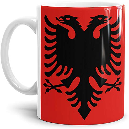 Tassendruck Flaggen-Tasse/Souvenir/Urlaub/Länder-Fahne/Kaffetasse/Mug/Cup - (Albanien, Normal)