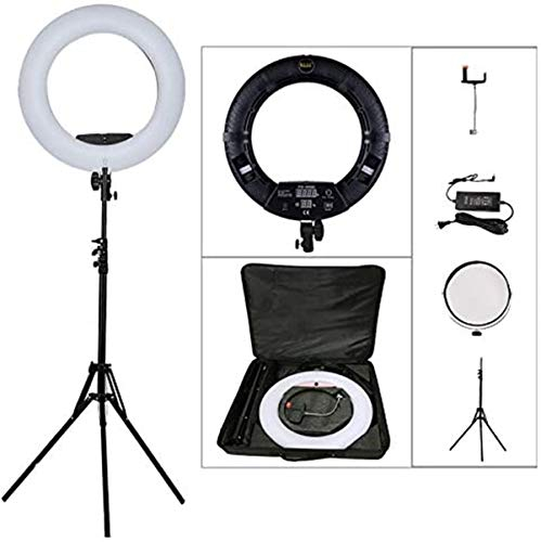 Yidoblo 18 inches Digital Display Dimmable 3200K-5500K LED Ring Light Kit for Camera Smartphone Portrait Selfie Youtube Photo Video Studio Photography Continuous Outer Lighting