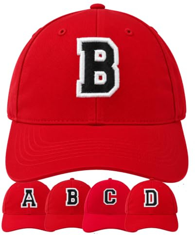 Unisex Jungen Mädchen Mütze Baseball Rot Cap Marineblau Hut Kinder Kappe Alphabet A-Z Gestickt in der EU