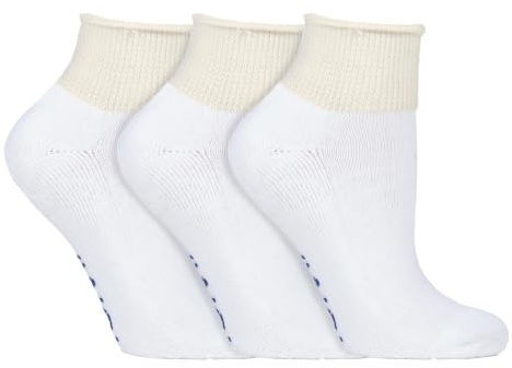 IOMI - 3 Pairs Extra Wide Cotton Cushioned Short Ankle Diabetic Socks for Swollen Feet and Legs