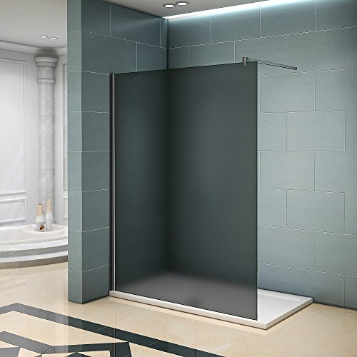 Duschabtrennung Duschwand 140x200cm Walk in Dusche 8mm Nano Graues Glas Trennwand mit Stabilisierungsstange
