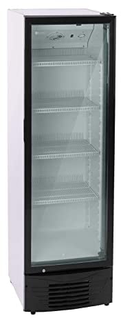Royal Catering Nevera Expositora Para Bebidas RCGK-B320 (320 L, 210 W, 4 estantes, Puerta de cristal batiente con cerradura, Rango de temperatura 2–8 °C) Negro