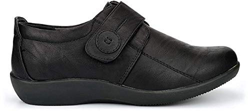 Boulevard Ladies Womens X Wide Fit Comfy Velcro Shoes (9 UK, Black)