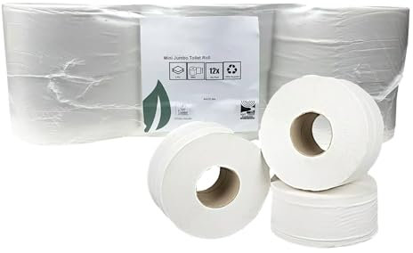 12 Rolls 200m Mini Jumbo Toilet Rolls, 2.25 Inch Core
