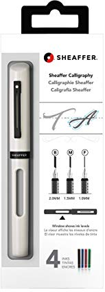 Sheaffer Calligraphy Mini Kit white - 1x refillable fountain pen, 3x nibs, 4x assorted inks