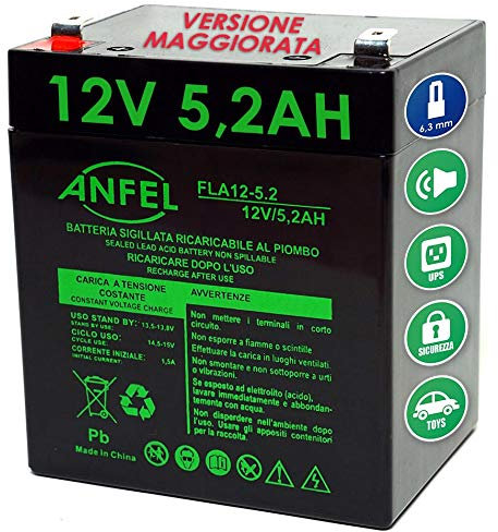 Batteria ricaricabile al Piombo 12V 4,5Ah 5Ah Faston 4,8mm misure 90 x 70 x 101 mm per UPS allarmi sirene